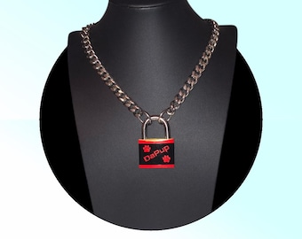 30 mm Custom Puppy Play Padlock Necklace