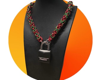 Custom Handmade chain. Anodized aluminum. Thickness 1 cm. (0.39 in) (Padlock not included)