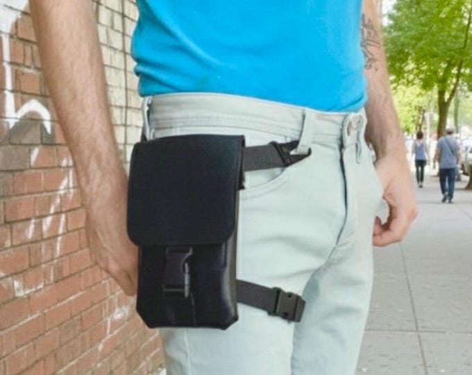 Handmade Mens Bag. The Maverick Drop-Leg Bag. Adjustable straps.