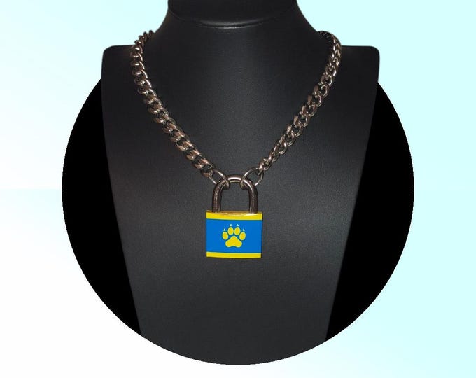 30 mm Custom Puppy Play Padlock Necklace With Chain.