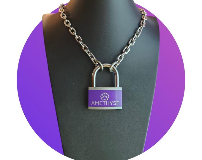 40mm Custom Puppy Play Padlock Necklace With Chain.
