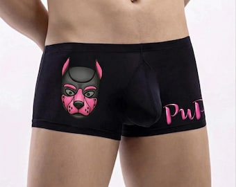 Pink "Pup Pride" Boxer Briefs. Puppy Play Boxers – Unleash Your Wild Side.