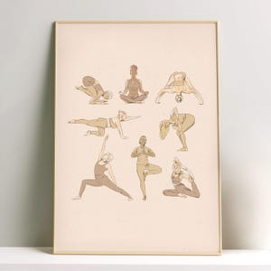 Yoga poses • Digital illustration art print • Instant printable digital download