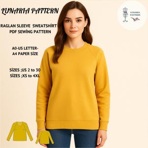 Raglan Sleeve Sweatshirt PDF Pattern: US Size 2-30 (Digital Download)