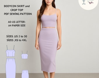 Naaipatroon bodycon crop-top en midirok (VS 2-30) (pdf-download)