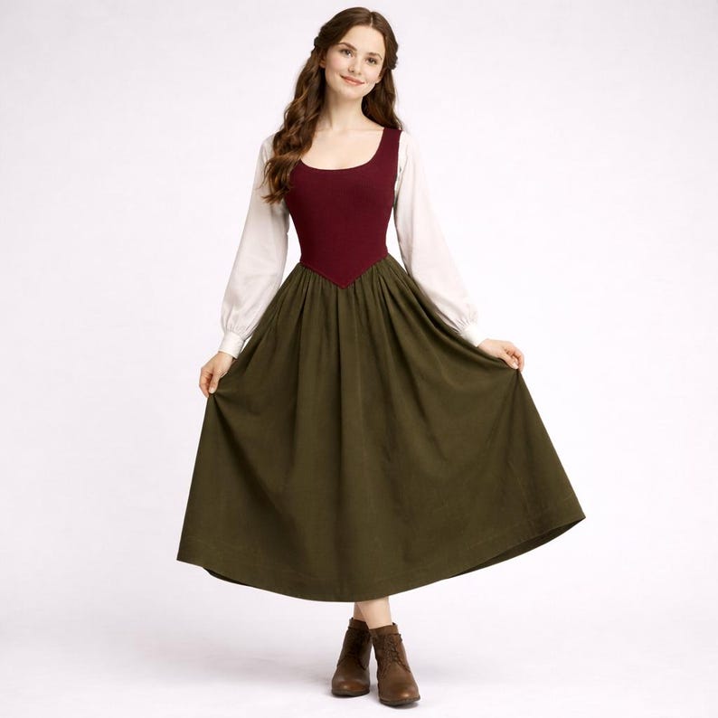 Renaissance Medieval Outfit Sewing Pattern Set: Blouse, Bodice, Skirt (PDF Pattern, XS-4XL) image 5