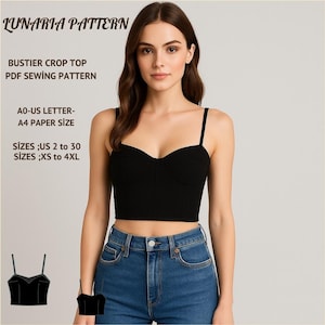 Bustier Crop Top Sewing Pattern,Fitted Bustier Crop Top,Corset Style,Strappy Bustier Crop Top,Everyday Crop Top,A0 A4 US Letter-US 2 to 30