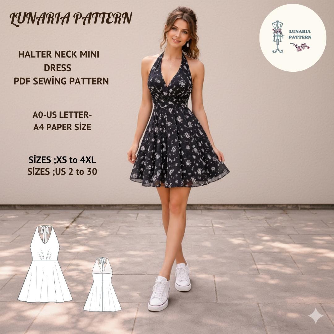 halter neck mini dress pattern Halter Neck Summer Dress DIY