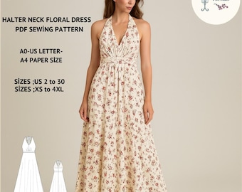 Vogue 8493 Lined Halter Dress Gathered Bodice, Mid-knee Above Ankle Fitted  W/ Flared Skirt Back Zip Sewing Pattern Sizes 12-14-16-18 UNCUT - Etsy