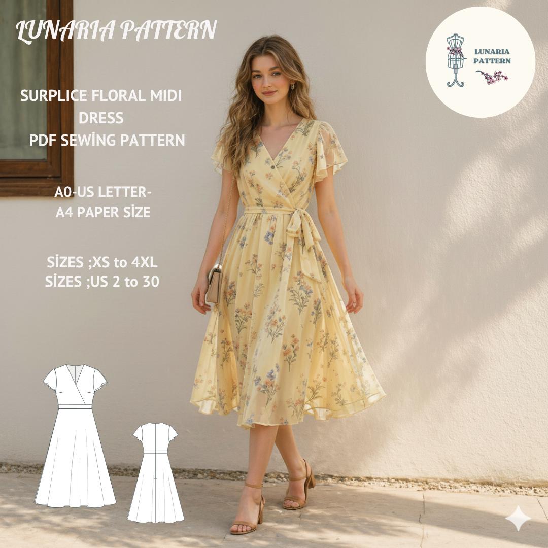 Surplice Dress Pattern - Etsy
