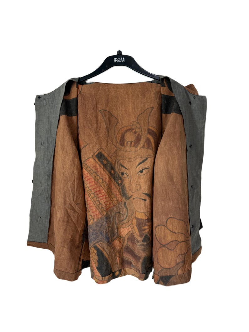 Koszula w stylu vintage w stylu japońskim, rzeźbiona, nowość, jedwabna marynarka z guzikami, Yohji Yamamoto Comme Des Garcons zdjęcie 6