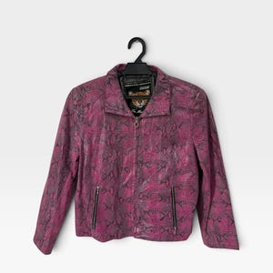 Vintage Japanese Brand Python Design Leather Jacket, Pink Punk Style La Moda Goji, Riri Zipper Seditionaries Rare