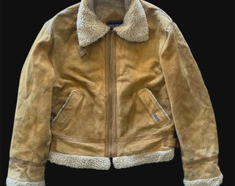 ジャケット・アウター 80s Schott suede leather bomber jkt Vintage 80s Schott Leather Suede Zipper Jacket Size 40 (M) Brown