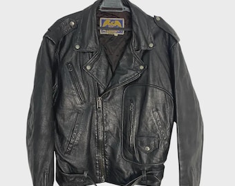 Vintage Avirex Co LTD asymmetrische bikerjack echt leer Perfecto Style