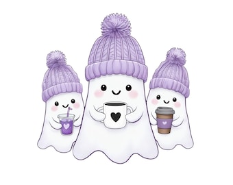 Cute ghost PNG I Halloween png I coffee png I bougie png I bougie ghost I Gosht PNG with transparent background I sticker png I Trending png