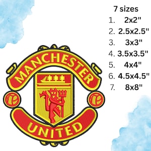 Manchester United Embroidery Design - 7 Sizes (2&quot;, 2.5&quot;, 3&quot;, 3.5&quot;, 4&quot;, 4.5&quot;, 8&quot;) - Instant Download | Dst Emb Pes Jef