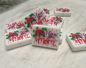I Love You Mom Focal Bead  ~ Beaded Pen Supplies ~ Silicone Focal Beads