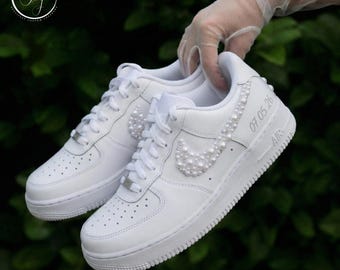 Personalisierte Perle Braut Sneakers, Air Force 1 Hochzeitsschuhe