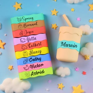 Custom Silicone Bottle Label,Silicone tag, Personalized Silicone Label Sippy Cup Label Water Bottle Label Baby Bottle Label Water Bottle.