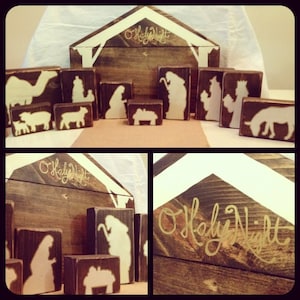 Wooden Nativity Block Silhouette Pattern