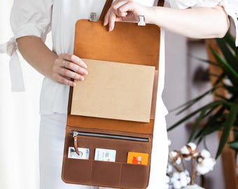 Leather notebook cover with shoulder strap, Leather notebook bag, Personalized notebook cover, Leather sketchbook holder with strap