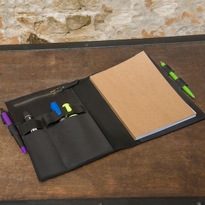Funda de cuero personalizada para libreta, Funda para libreta con bolsillos, Libreta de cuero recargable, Funda de diario de cuero personalizada, Porta libreta
