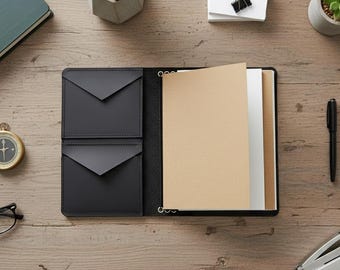 Funda de diario de cuero con monograma, organizador de diario de cuero, diario recargable, funda de agenda de cuero A6, funda de cuaderno de viaje A5