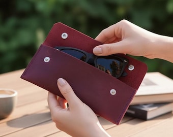 Leather Sunglasses Case, Leather Glasses Case, Sunglasses Holder Case, Leather Eyeglass Case, Slim Glasses Case, Travel Glasses Case