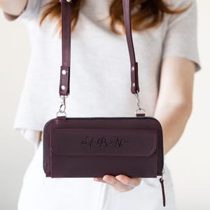 Womens leather crossbody wallet, Leather wallet purse women, Leather wallet bag for women, Large leather wallet, Leather wallet clutch purse