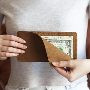 Sobre de cuero personalizado para efectivo, Funda de cuero para dinero, Porta efectivo de cuero, Funda fina de cuero para efectivo, Sobre para dinero grabado