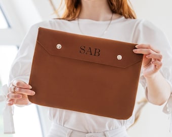 Leather document folder, Personalized leather folder, Leather file folder, Leather work folder, Custom document holder, Document sleeve