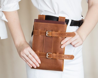 Leather book belt holder, Book belt carrier, Waist book holster, Book carrier belt cover, Handmade book holder, Book holder for belt