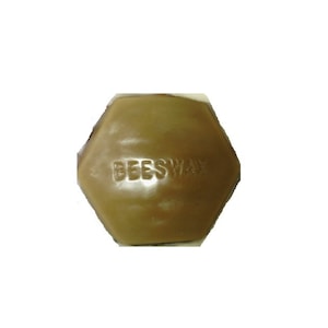 May include: A hexagonal block of beeswax in a warm, golden-brown hue. The word "BEESWAX" is embossed on the surface. The product is likely used for crafting, cosmetics, or other applications.