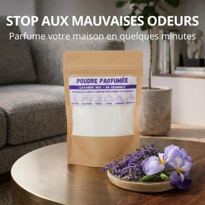 Poudre parfumée aspirateur Lavande Iris – désodorisant aspirateur naturel, parfum maison, tapis textile voiture
