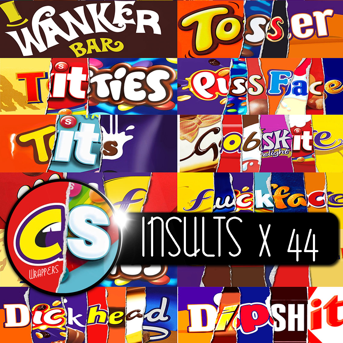 X44 BUMPER SET Printable Chocolate Bar Wrapper Novelty Joke Funny Rud…