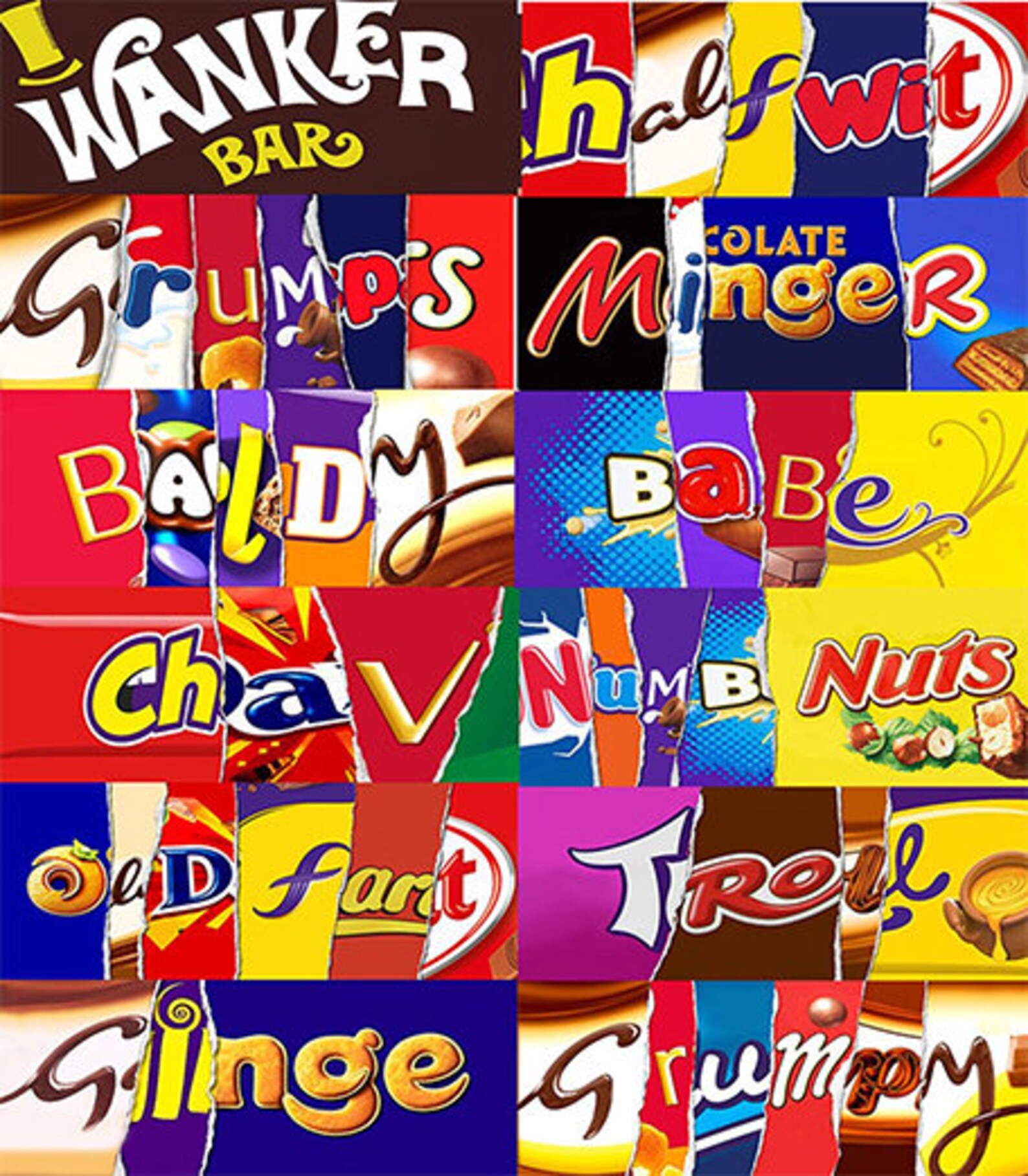 X12 Printable Chocolate Bar Wrapper Novelty Joke Funny Rude Etsy