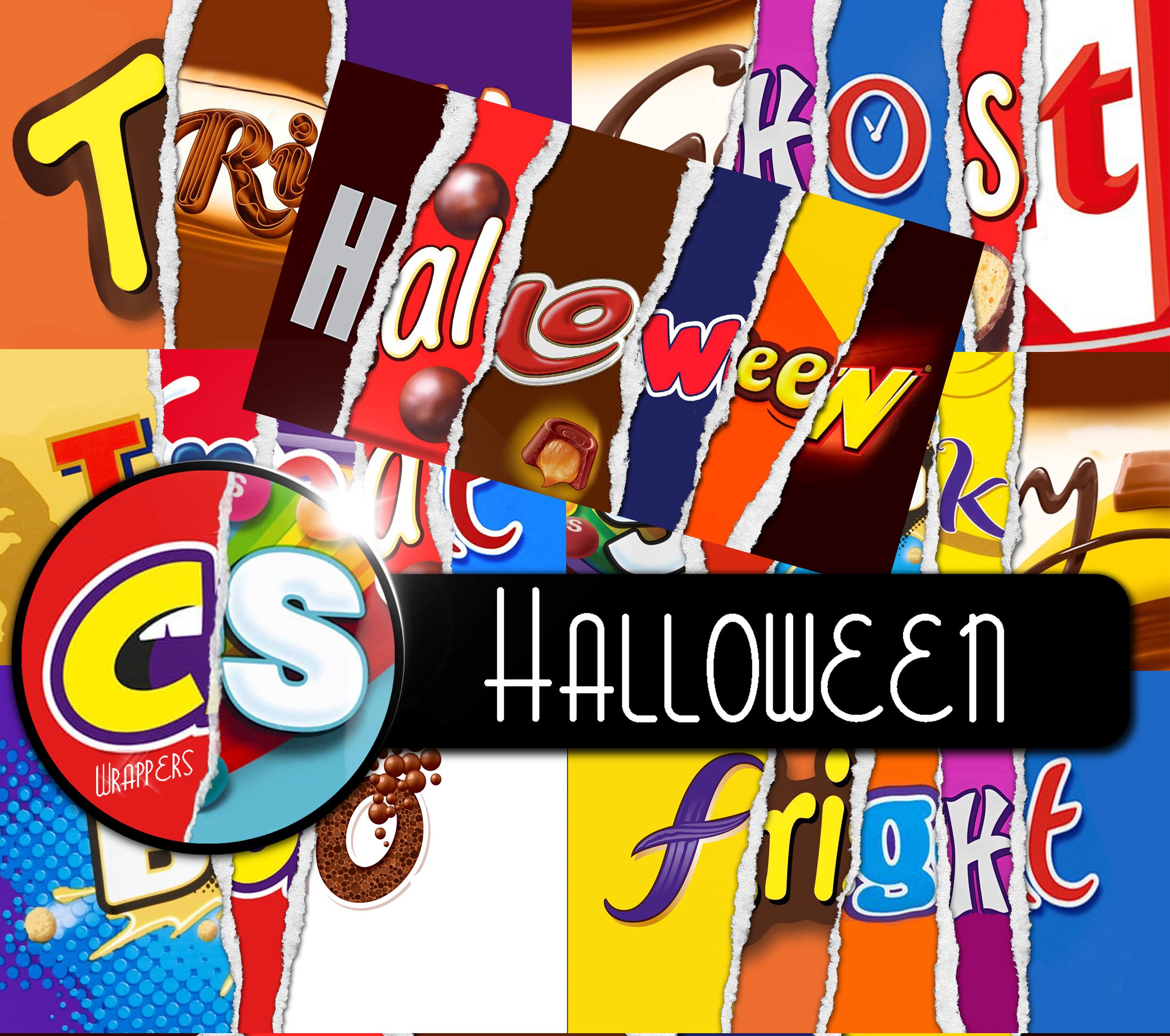 X7 HALLOWEEN Printable Family Chocolate Bar Wrapper Novelty Joke Funn…