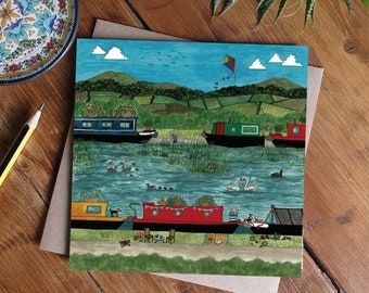 Nangleboat-Szene, Kanal-Lebens-Karte, wild lebende Kunstkarte