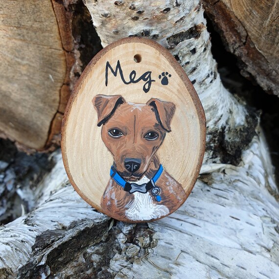 Pet Painting on Wood, Custom Pet Portrait, Wood Slice Art, Animal Art, Plastic Free Art, Reclaimed Art