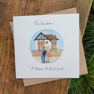 Carte de voeux pour une nouvelle maison, cadeau de pendaison de crémaillère, illustration d'une nouvelle maison