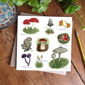 Illustration de champignons et de champignons Carte de vœux