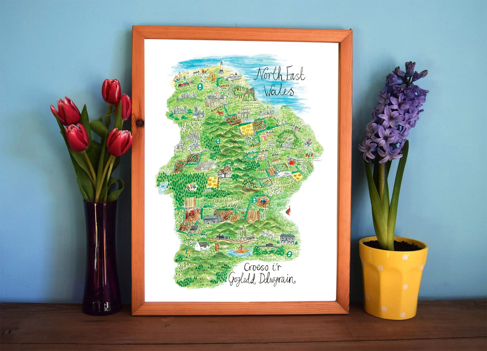 North Wales Map Print Illustrated Map of Wales North East - Etsy