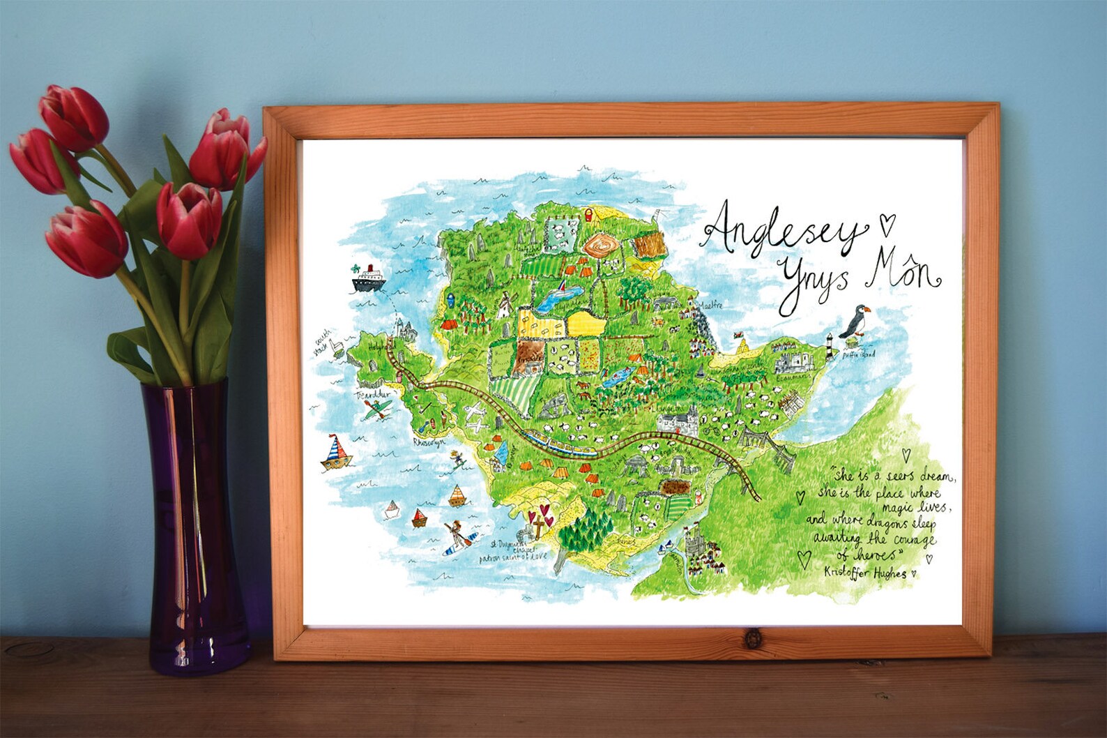 Anglesey Illustrated Map Print Wales Map Wales Wall Art Map | Etsy