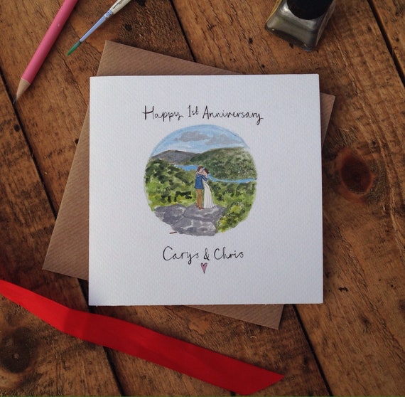 Custom Anniversary Card, Bespoke Wedding Card, Paper Anniversary, First Anniversary