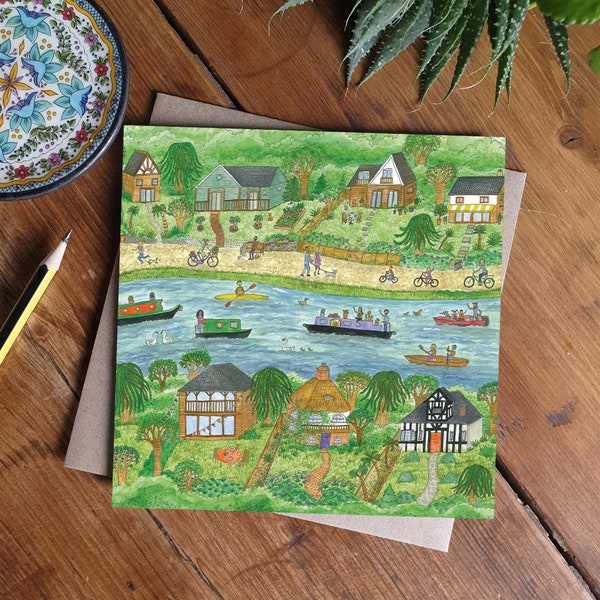 River Thames Narrowboat Card