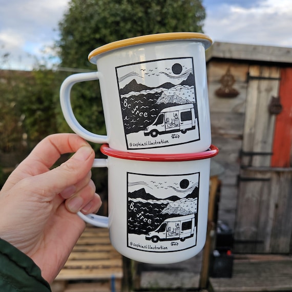 Campervan Enamel Cup, Vanlife Gift, Travel Lover Mug