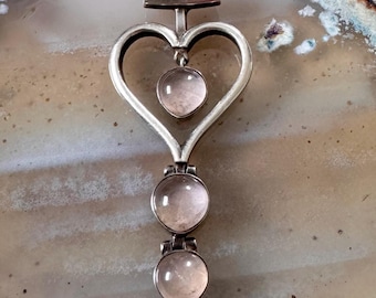 Vintage Rose Quartz Heart Pendant