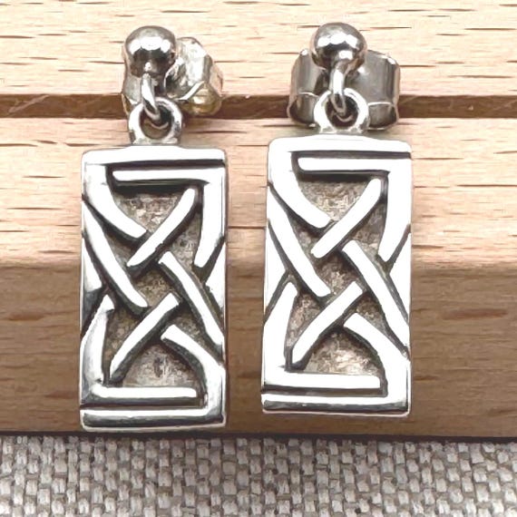 Vintage Sterling Silver Celtic Knot Earrings | Celtic Drop Earrings | Knot Design Earrings | Symbolic Silver Jewellery