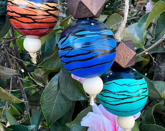 Mountain scape bead ornaments, hand painted