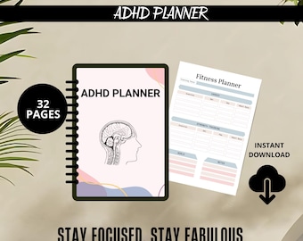 Planer ADHD | Dziennik zarządzania skupieniem i czasem, śledzenie celów, kalendarz dzienny lub tygodniowy, przeznaczony dla dorosłych i nastolatków, zwiększa produktywność